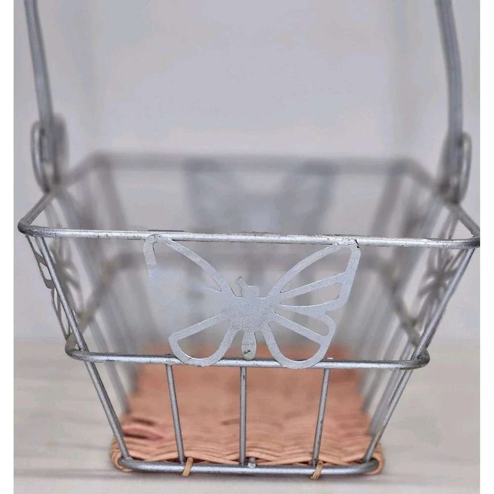 Butterfly Metal Wire Basket w/Handle. Easter, Baby, Seasonal‎ Decoration